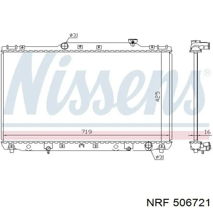 Radiador refrigeración del motor 506721 NRF