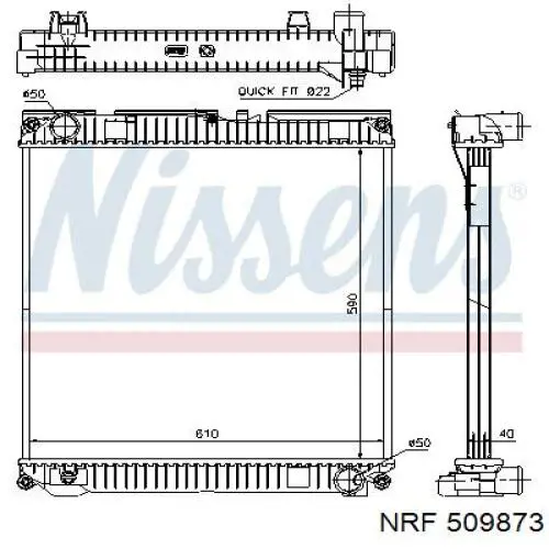 Radiador refrigeración del motor 509873 NRF