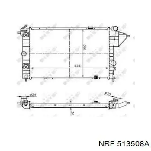 Radiador refrigeración del motor 513508A NRF