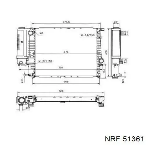 Радиатор 51361 NRF