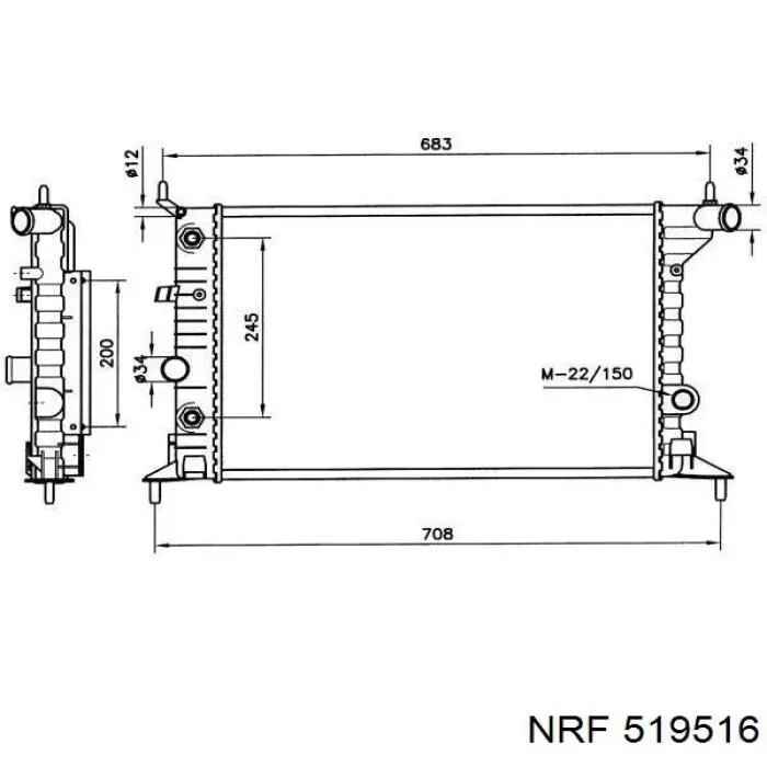 Радиатор 519516 NRF