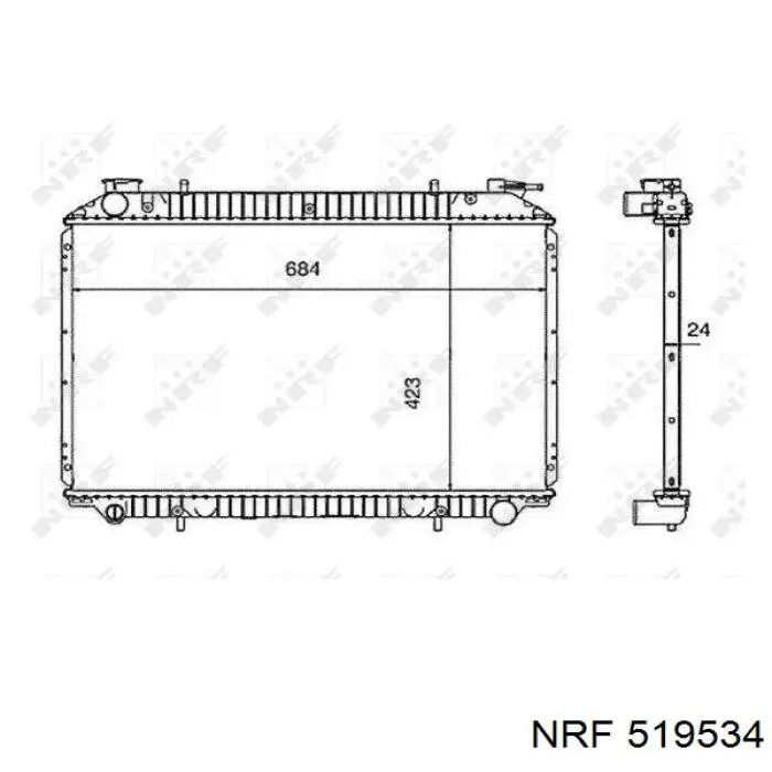Radiador refrigeración del motor 519534 NRF