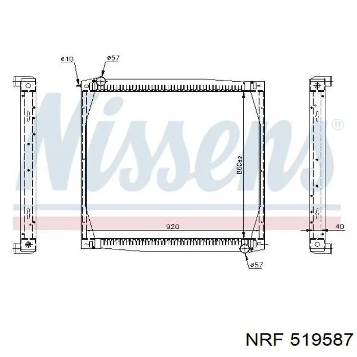 Radiador refrigeración del motor 519587 NRF