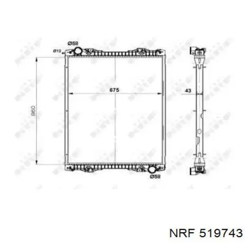 Радиатор 519743 NRF