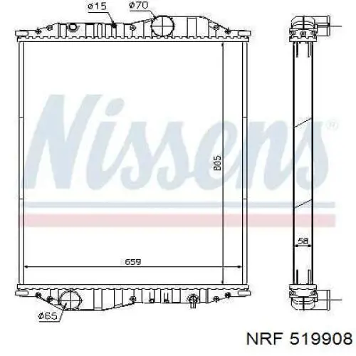 Radiador refrigeración del motor 519908 NRF