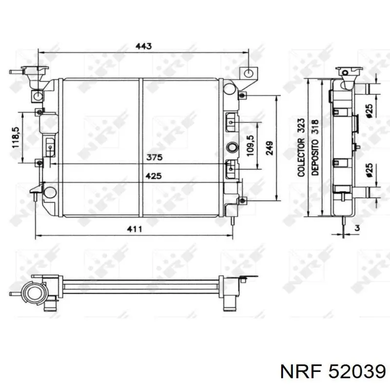 Radiador refrigeración del motor 52039 NRF