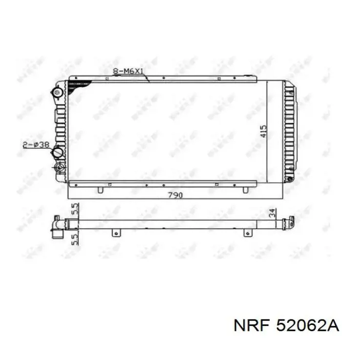 52062A NRF radiador de esfriamento de motor