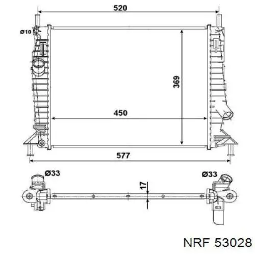 Radiador refrigeración del motor 53028 NRF