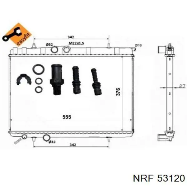 Radiador refrigeración del motor 53120 NRF