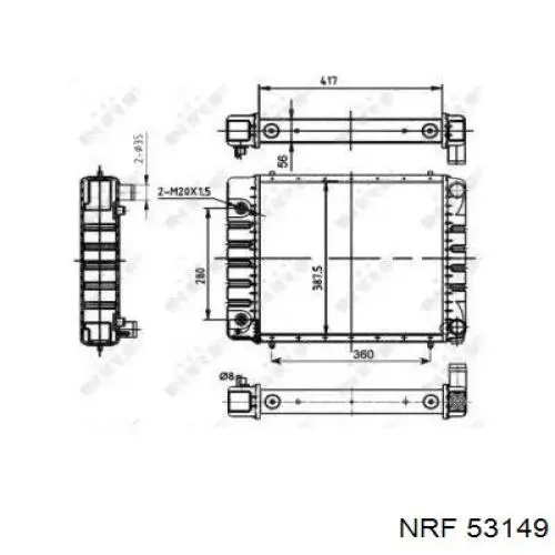Radiador refrigeración del motor 53149 NRF