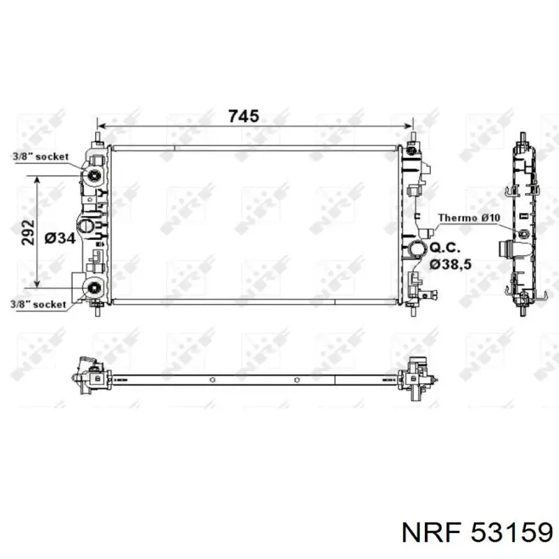 Radiador refrigeración del motor 53159 NRF