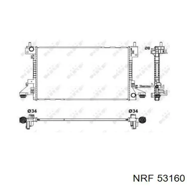 Radiador refrigeración del motor 53160 NRF