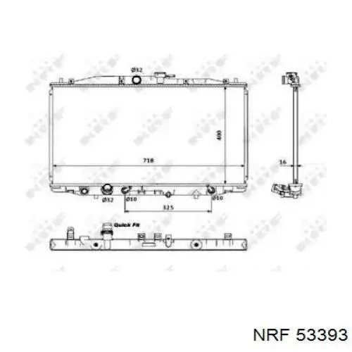 Radiador refrigeración del motor 53393 NRF