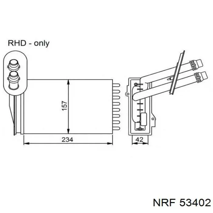 Радиатор печки (отопителя) NRF 53402 цена, от 25.59 USD