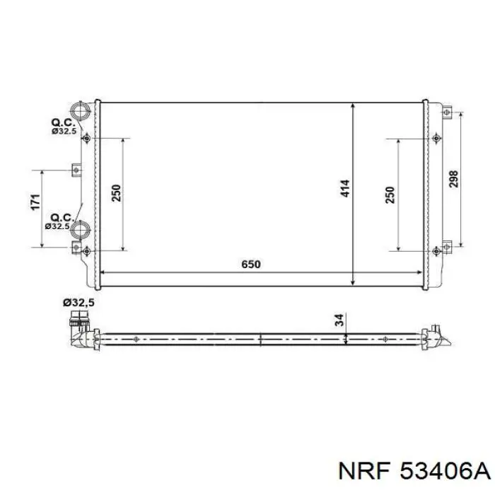 Радиатор охлаждения двигателя NRF 53406A цена, от 61.90 USD