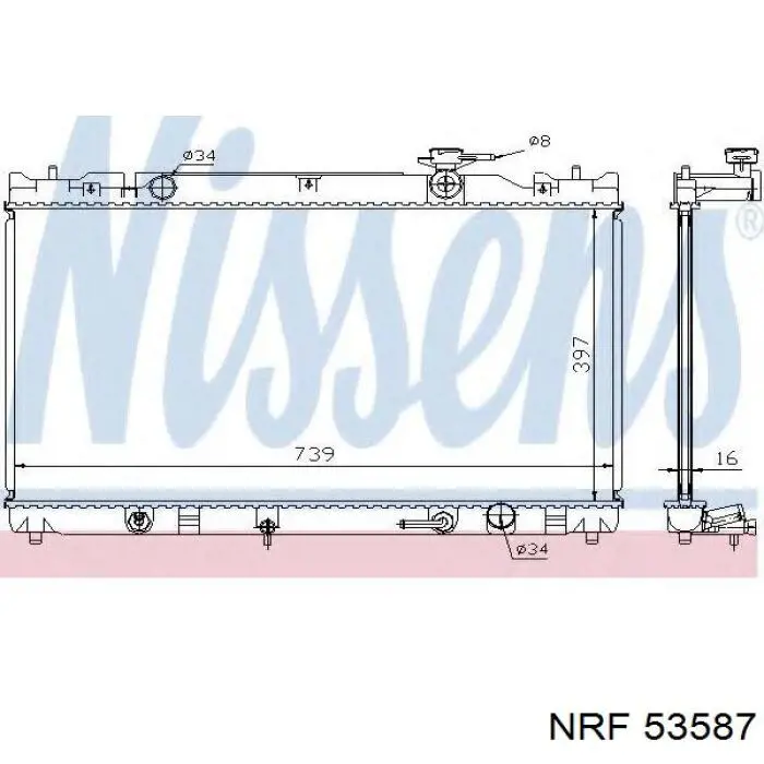 Radiador refrigeración del motor 53587 NRF