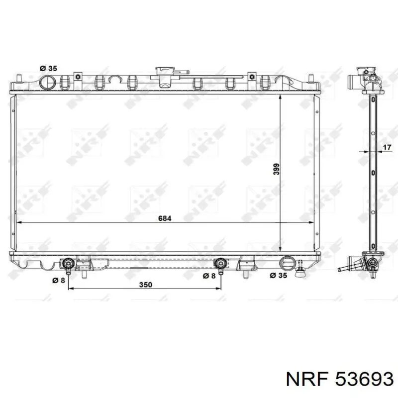 Radiador refrigeración del motor 53693 NRF
