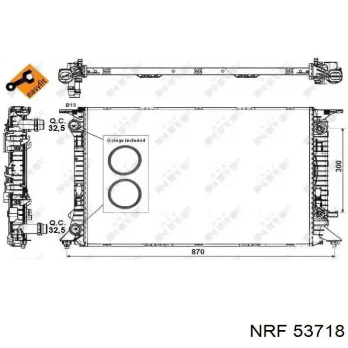 Radiador refrigeración del motor 53718 NRF
