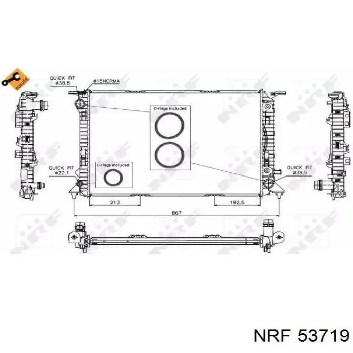Radiador refrigeración del motor 53719 NRF