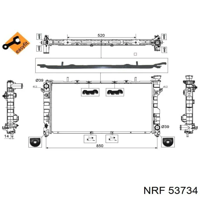 Radiador refrigeración del motor 53734 NRF