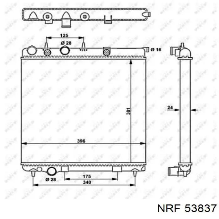 Radiador refrigeración del motor 53837 NRF