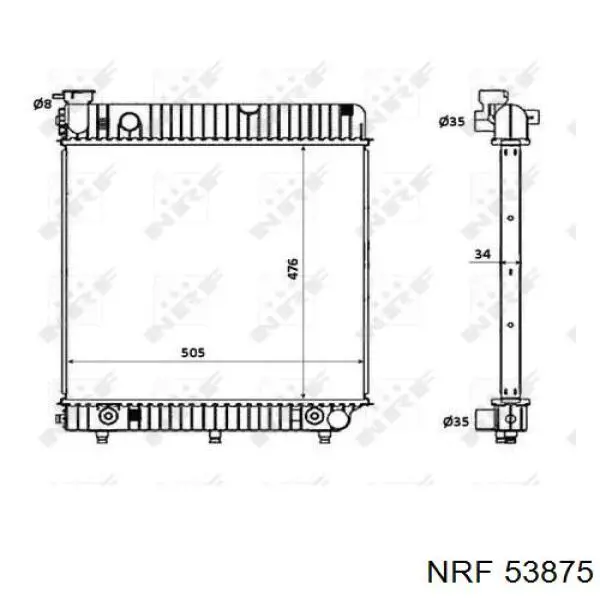 Radiador refrigeración del motor 53875 NRF