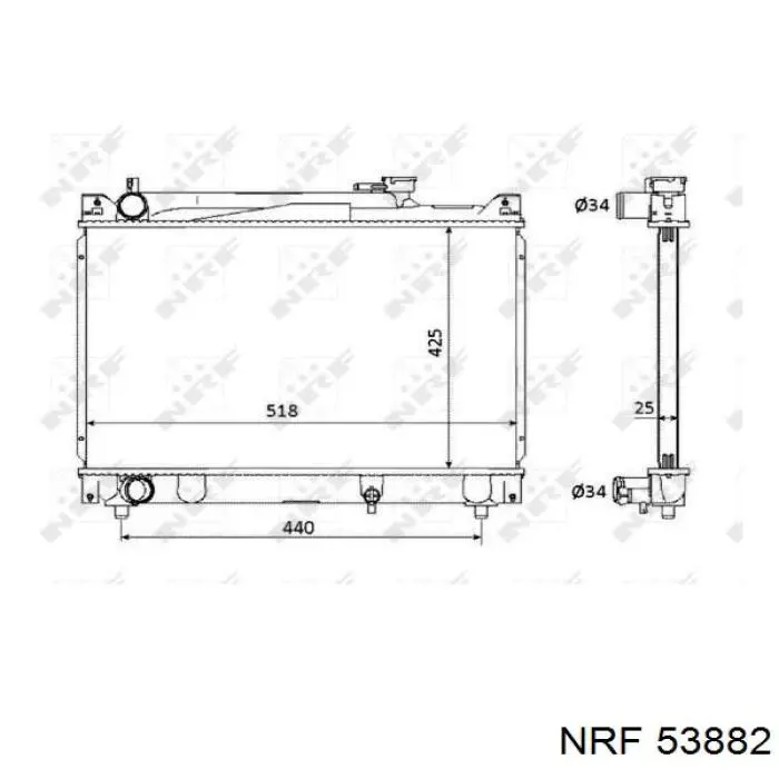 Radiador refrigeración del motor 53882 NRF