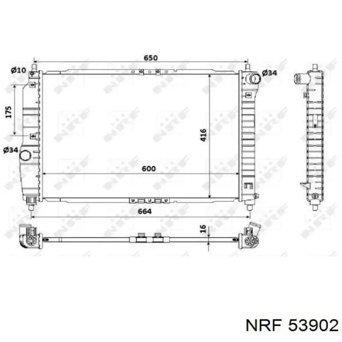 Radiador refrigeración del motor 53902 NRF