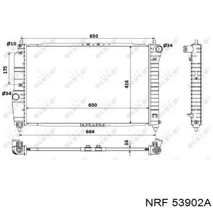 Radiador refrigeración del motor 53902A NRF