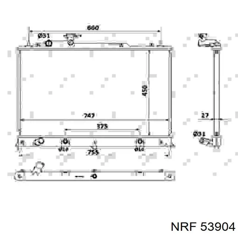 Radiador refrigeración del motor 53904 NRF
