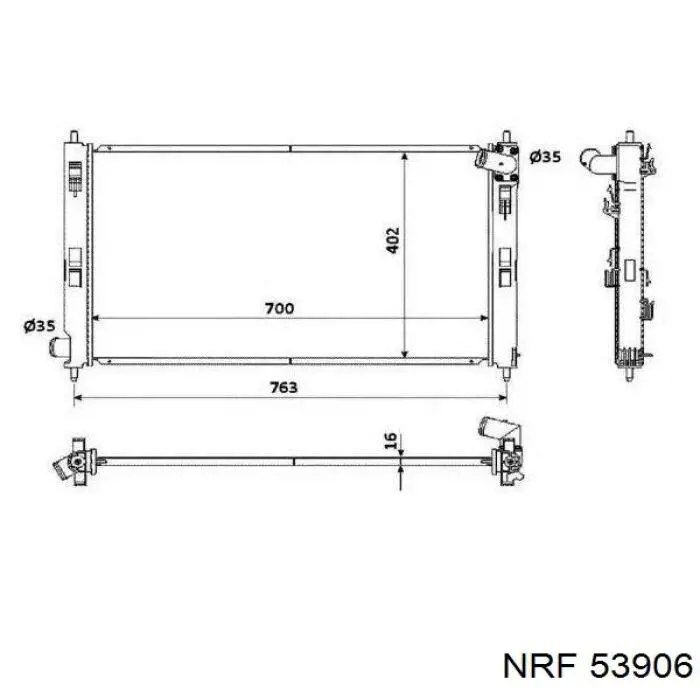 Radiador refrigeración del motor 53906 NRF