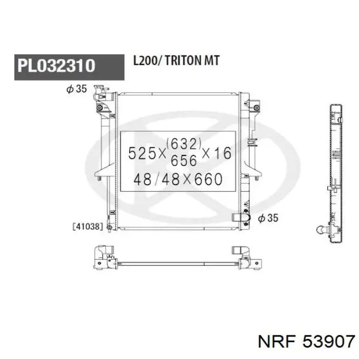 Радиатор охлаждения двигателя NRF 53907 цена, от 134.38 USD