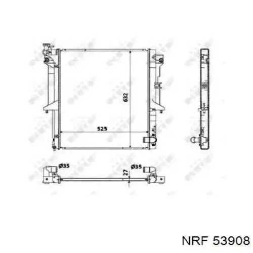 Radiador refrigeración del motor 53908 NRF