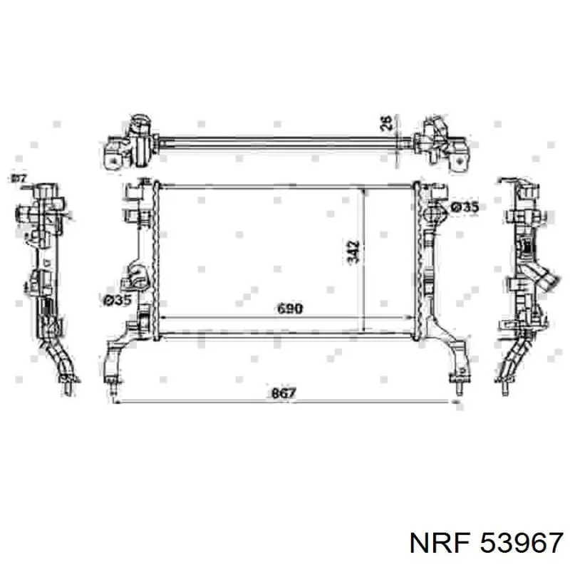 Radiador refrigeración del motor 53967 NRF