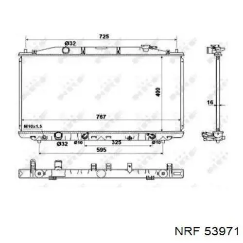 Radiador refrigeración del motor 53971 NRF