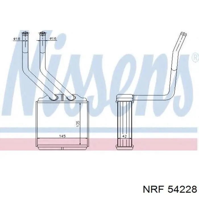 Radiador de calefacción trasero 54228 NRF