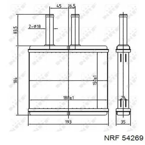 Радиатор печки (отопителя) NRF 54269 цена, от 36.90 USD