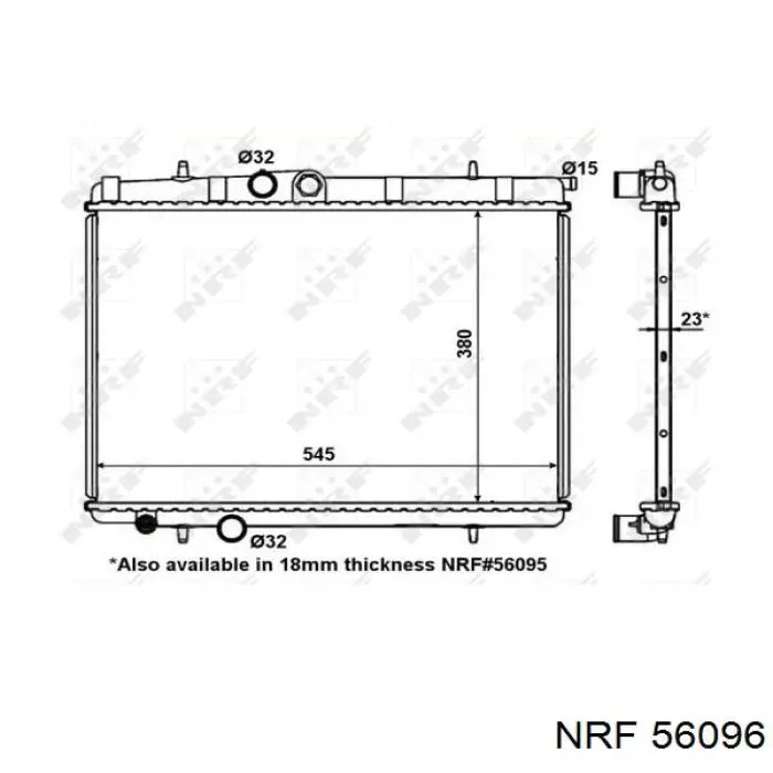 Radiador refrigeración del motor 56096 NRF