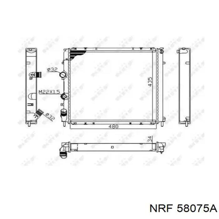 58075A NRF radiador de esfriamento de motor