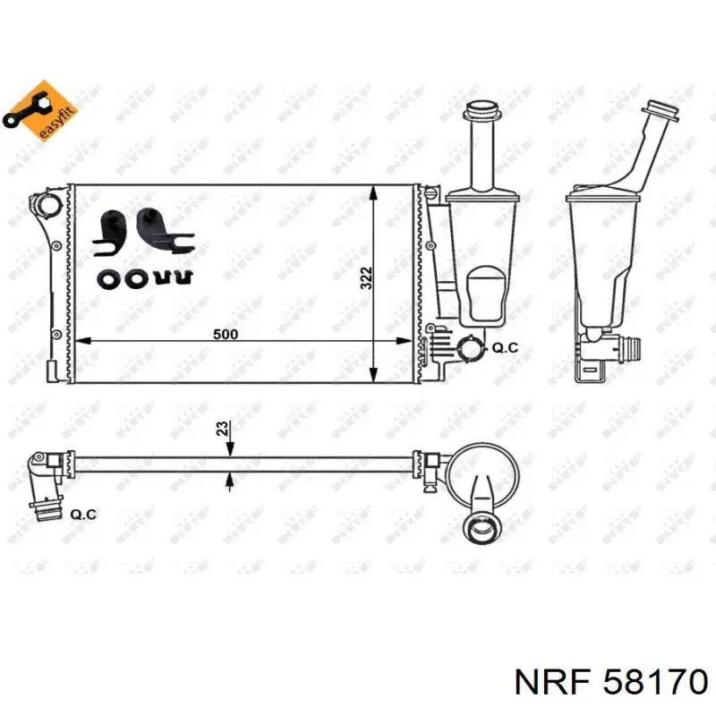 Radiador refrigeración del motor 58170 NRF
