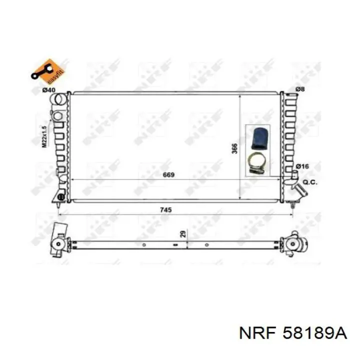Радиатор охлаждения двигателя NRF 58189A цена, от 58.28 USD