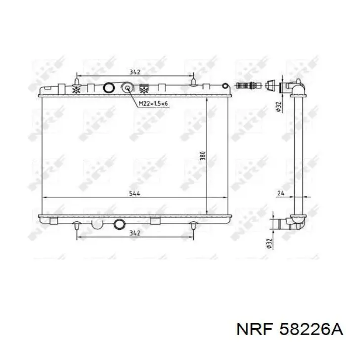 Radiador refrigeración del motor 58226A NRF