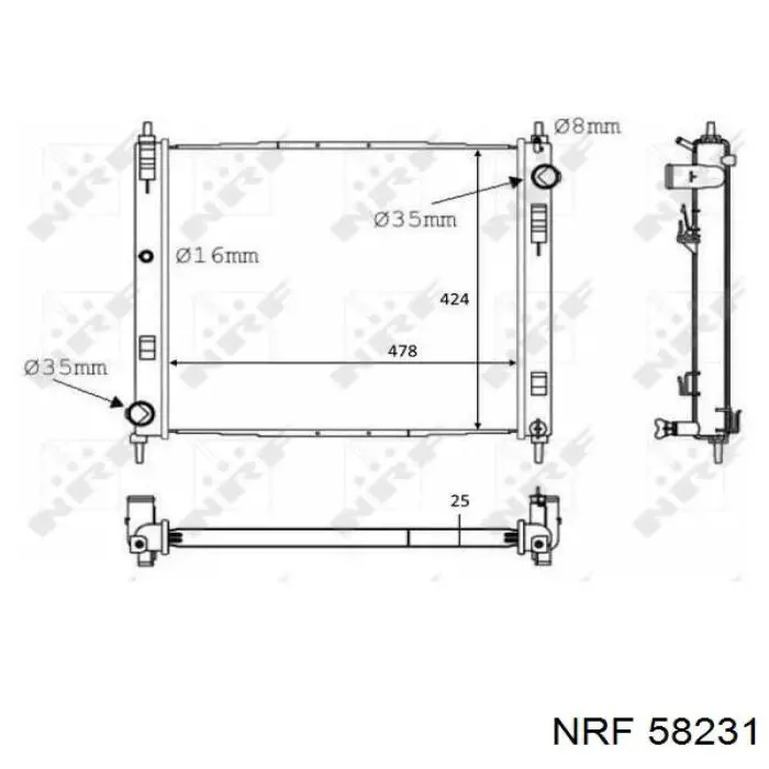 Radiador refrigeración del motor 58231 NRF