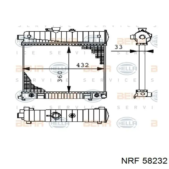 Радиатор охлаждения двигателя NRF 58232 цена, от 147.01 USD