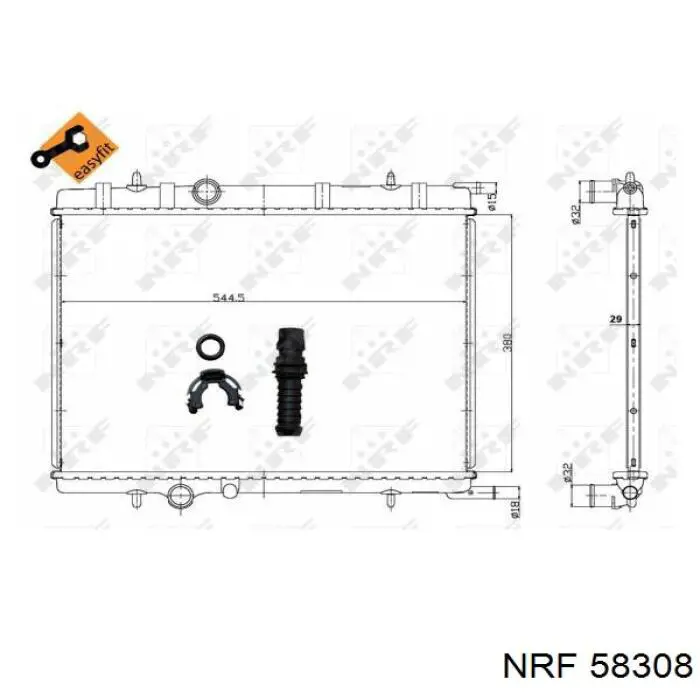 Radiador refrigeración del motor 58308 NRF