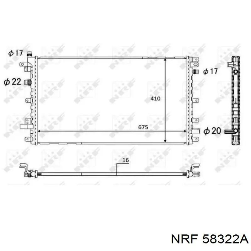 Радіатор охолодження двигуна 58322A NRF