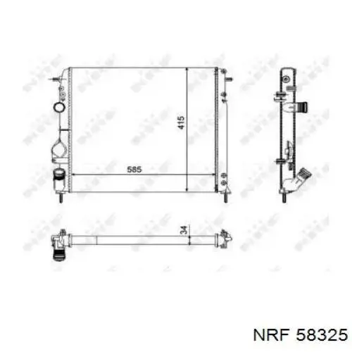 Radiador refrigeración del motor 58325 NRF