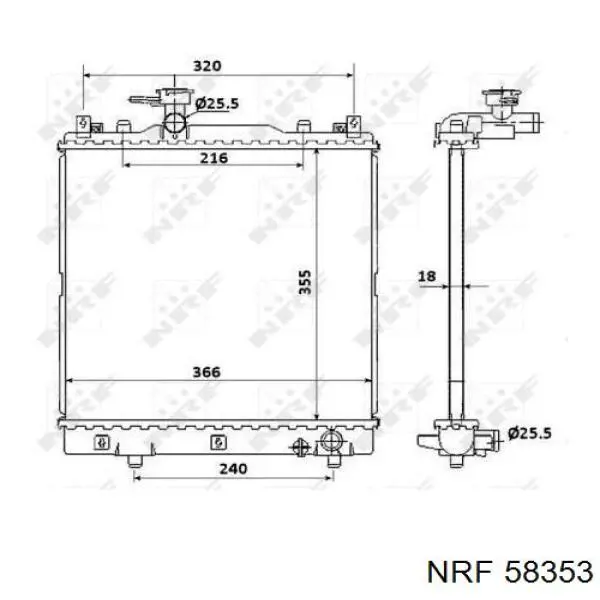 Radiador refrigeración del motor 58353 NRF