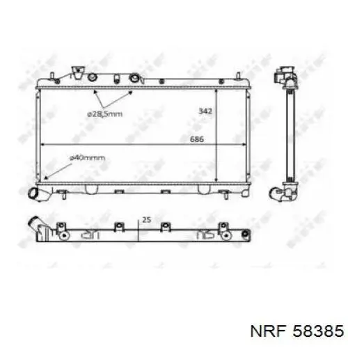Радиатор охлаждения двигателя NRF 58385 цена, от 128.08 USD