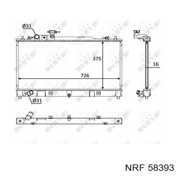 Радиатор охлаждения двигателя NRF 58393 цена, от 129.60 USD